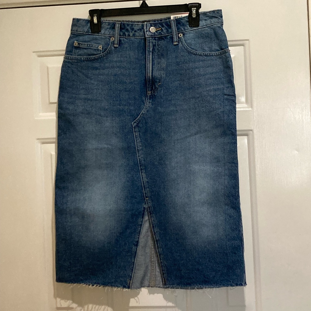 Lucky Brand Denim Midi Skirt With Front Slit